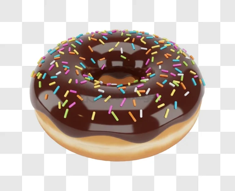 Chocolate Donut With Colorful Sprinkles 3d render transparent background