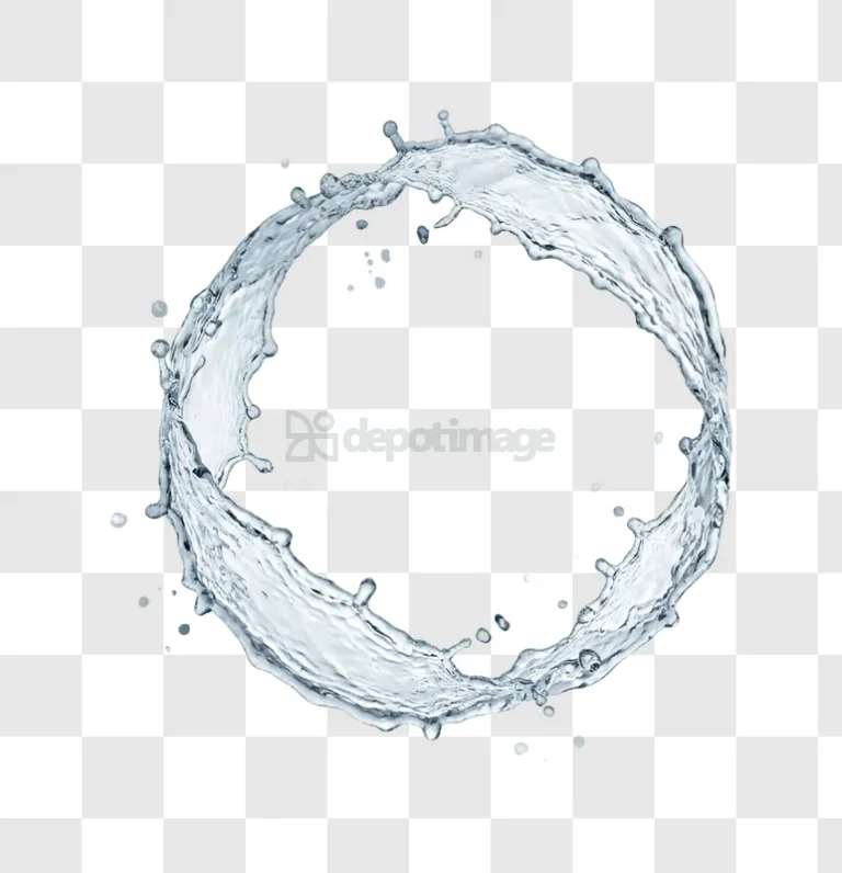 Circular Water Splash Against Clear, dynamic transparent water ring