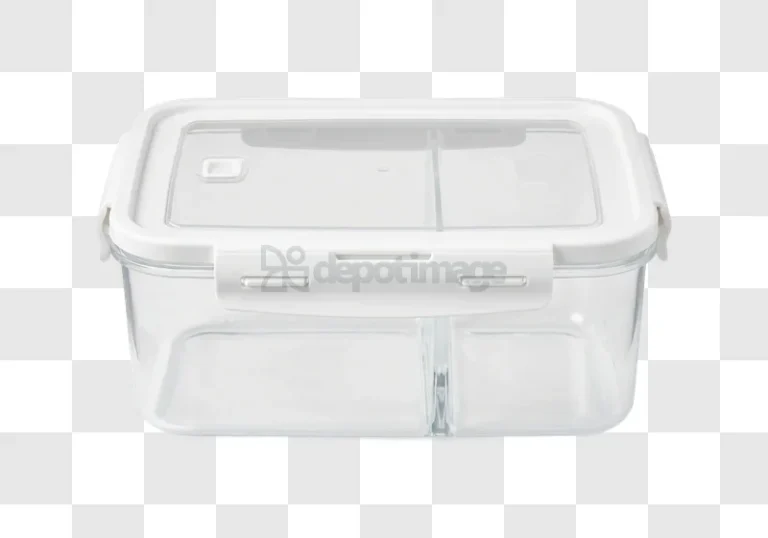 Clear Glass Food Container With Lid with white lid and two compartments
