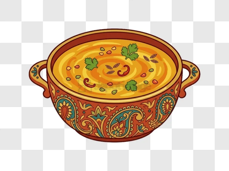 Colorful Indian Daal in Bowl cartoon style vibrant colors