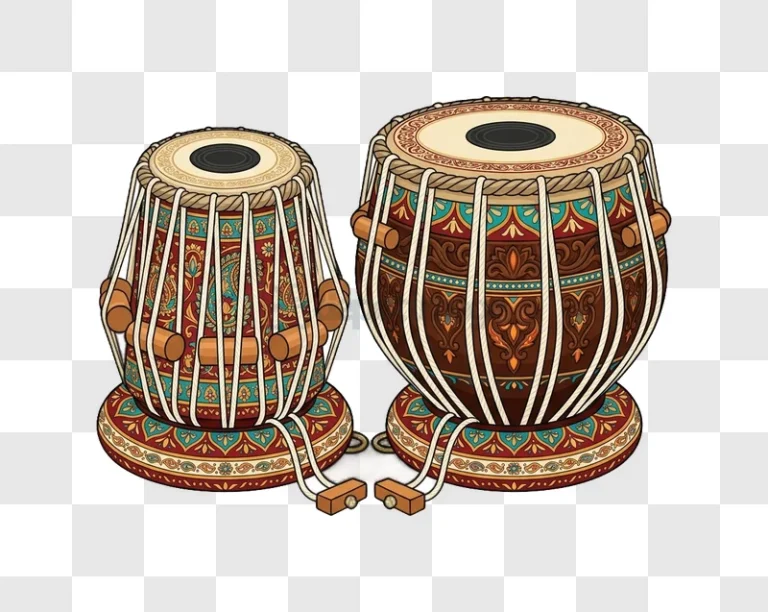 Colorful Traditional Indian Tabla Drums detailed ornate patterns traditional style