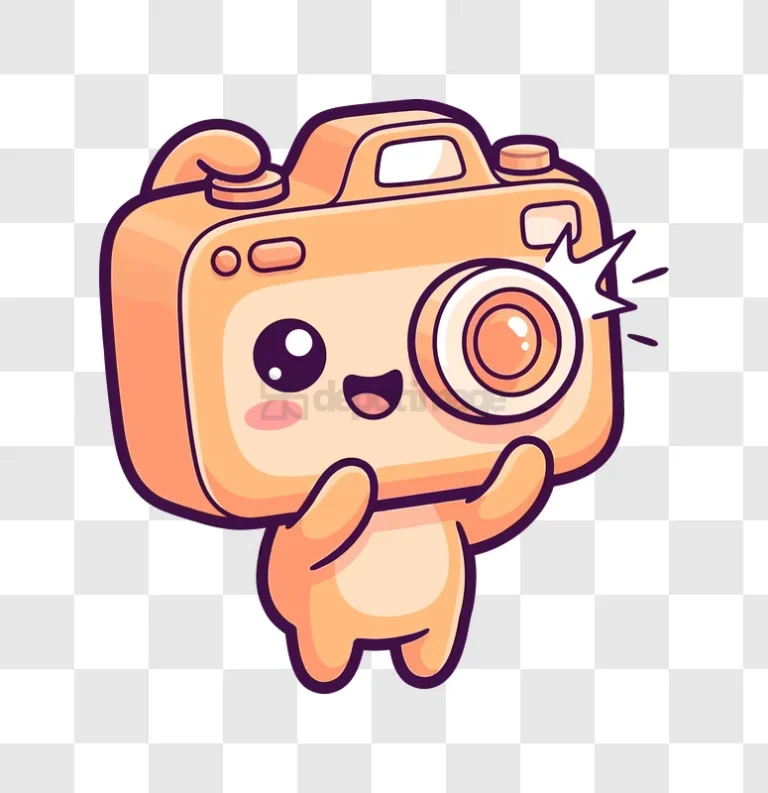 Cute Camera Character With Arms cartoon style orange character transparent background