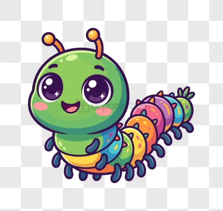 Cute Cartoon Caterpillar on White Backgr vector art colorful segments large eyes