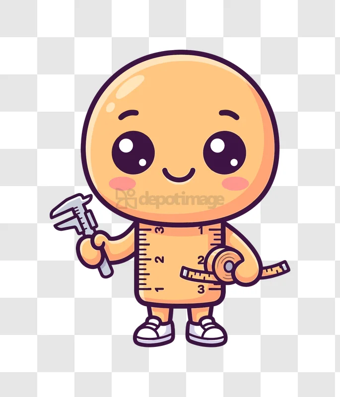 Cute Cartoon Character Holding Tools, cartoon style ruler character holding tools
