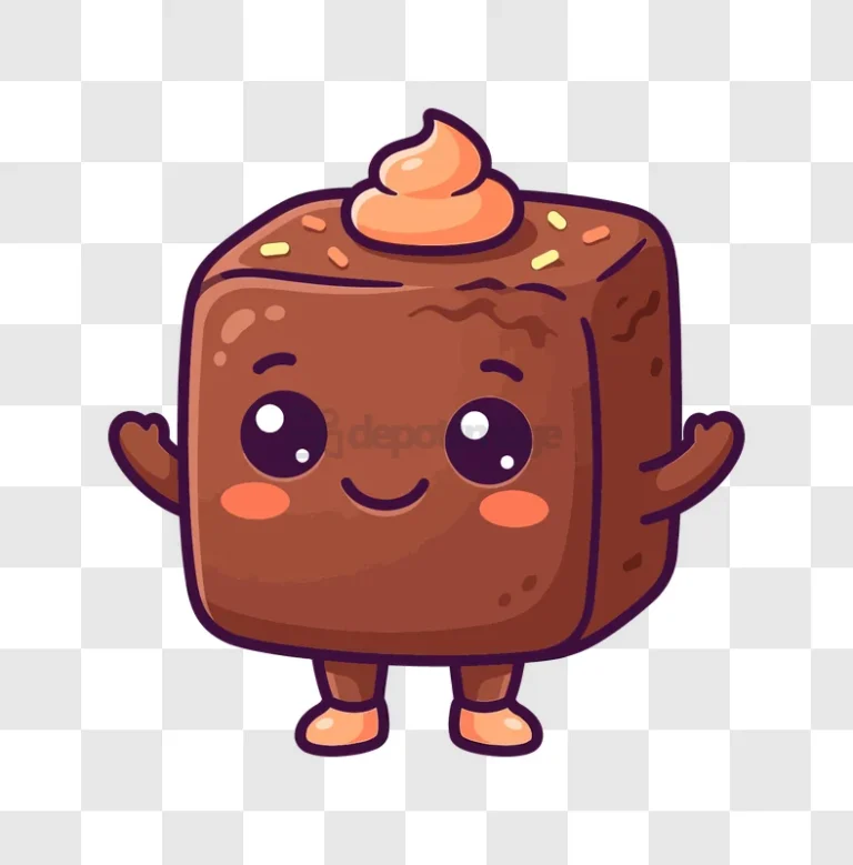 Cute Cartoon Chocolate Cake Character cartoon style brown frosting sprinkles