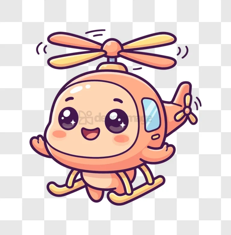Cute Cartoon Helicopter Smiling With Propellers, cute orange cartoon transparent background