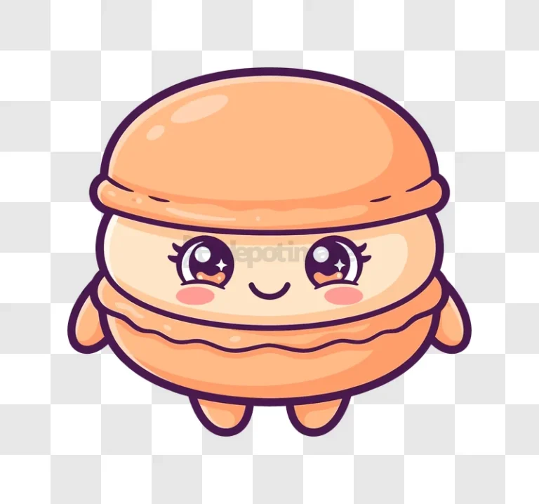Cute Macaron Cartoon Character Sticker orange kawaii style transparent background