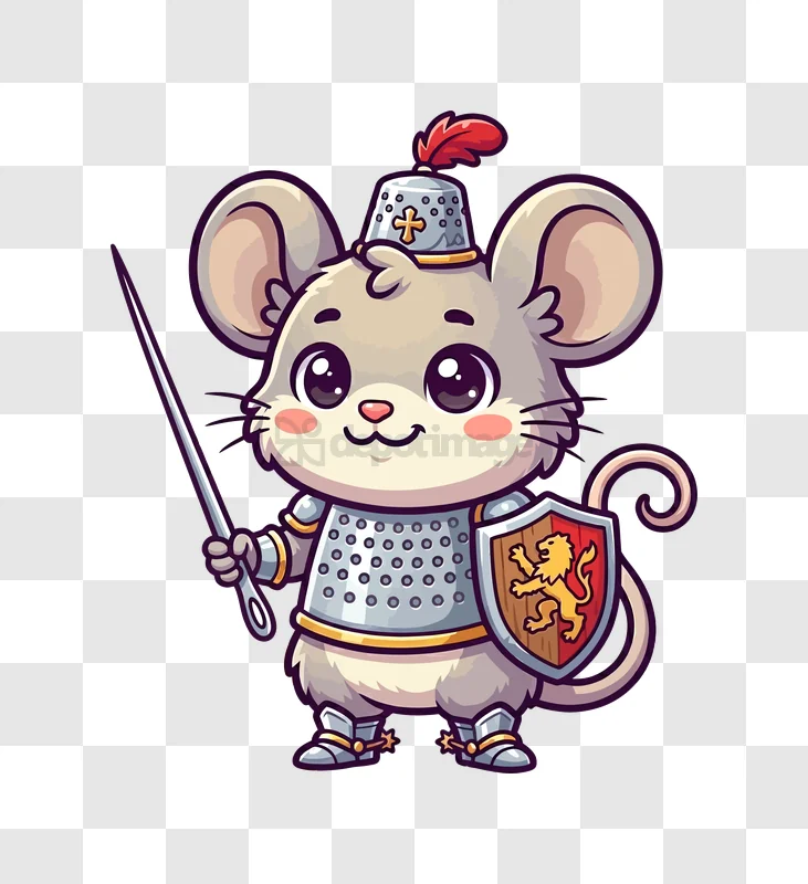Cute Mouse Knight Cartoon cartoon style transparent background