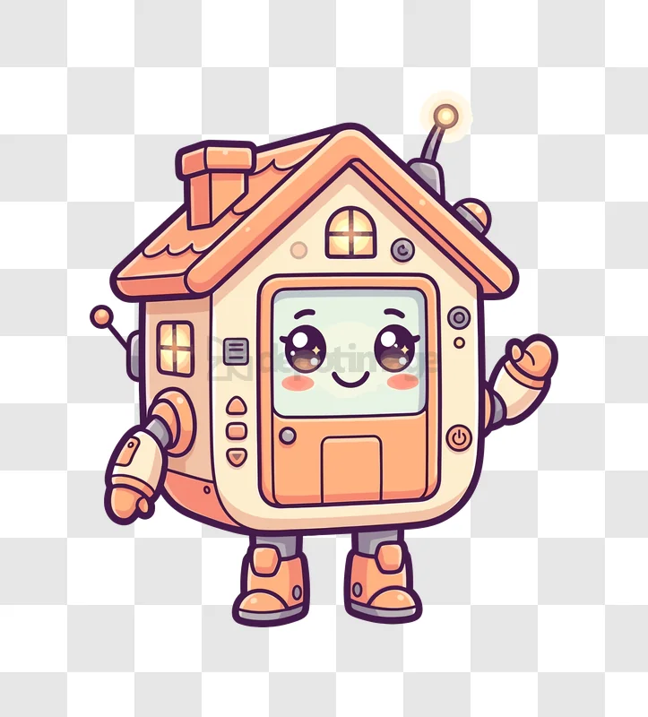 Cute Smart Home Robot Character Illustration cartoon style orange white
