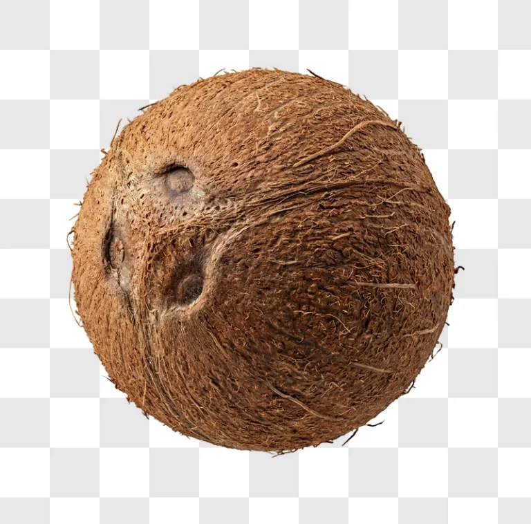 Detailed Brown Coconut Against Pure textured brown shell dark holes