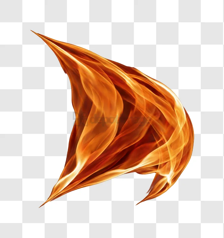 Dynamic Fiery Abstract Shape With Glowing Orange and Red Hues, vibrant orange red flames, transparent background