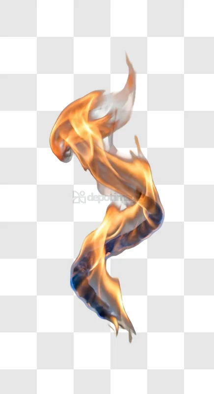 Dynamic Fiery Flame Element orange blue transparent background