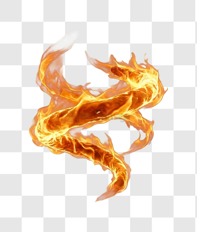 Dynamic Fiery Swirl of Orange and Yellow Flames vibrant orange yellow transparent background