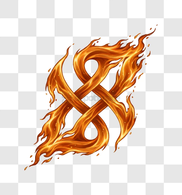 Fiery Celtic Knot Symbol With Burning Flames orange flames black background