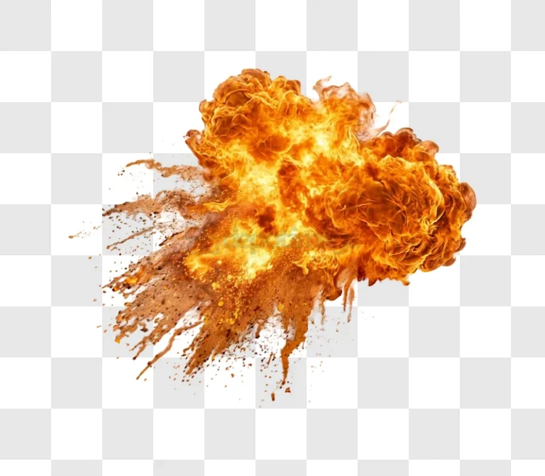 Fiery Explosion With Orange and Yellow Flames dynamic orange yellow transparent background