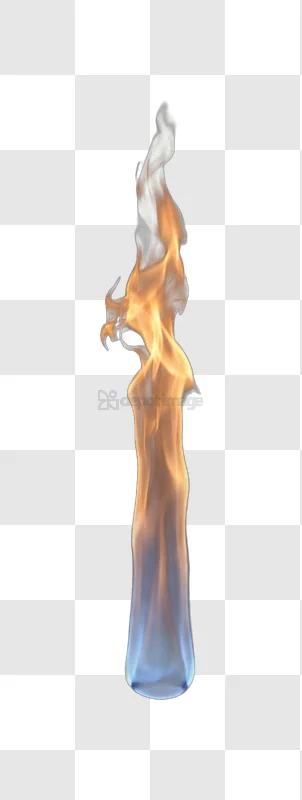 Fiery Flame Rising Against Clear Sky realistic orange blue transparent