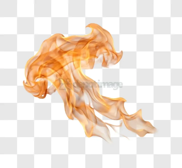 Fiery Flame Swirling orange yellow transparent background