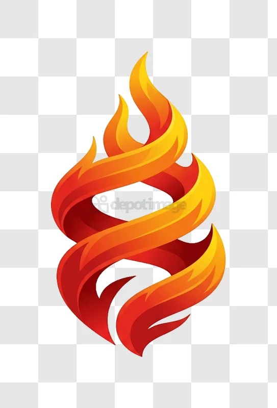 Fiery Flame Swirls in Abstract Style: vibrant orange red gradient, dynamic artistic form