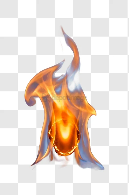 Fiery Flame With Blue Orange Hues vibrant transparent background