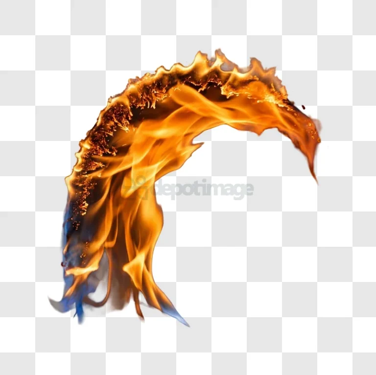 Fiery Flame With Burning Edge Effect orange and blue flame transparent background
