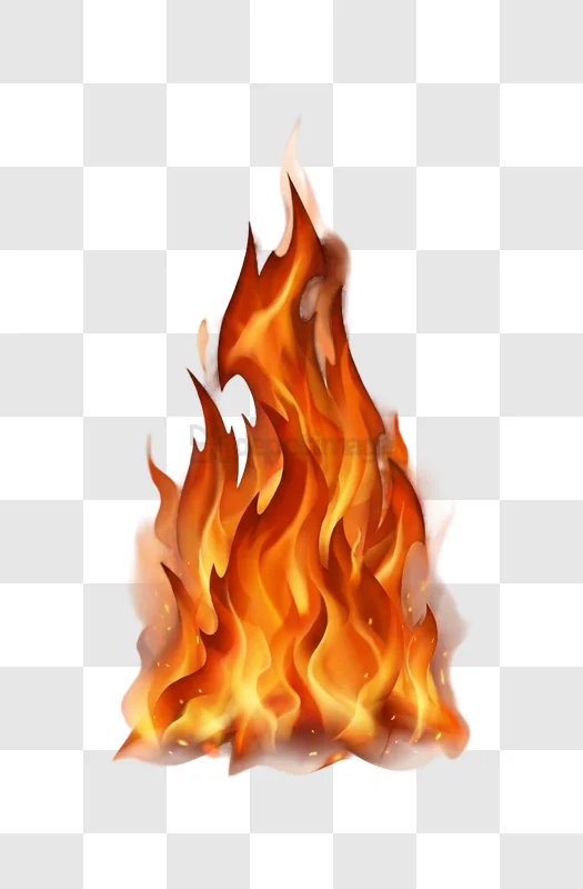 Fiery Flames Burning Brightly Against a dark background, realistic orange and yellow fire