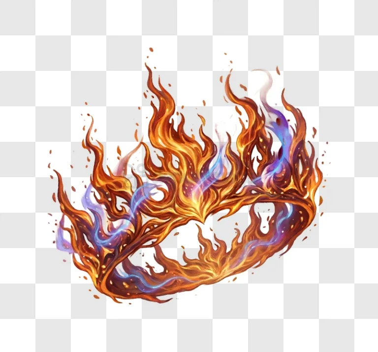 Fiery Flames Dancing With Blue Accents vibrant orange blue transparent background