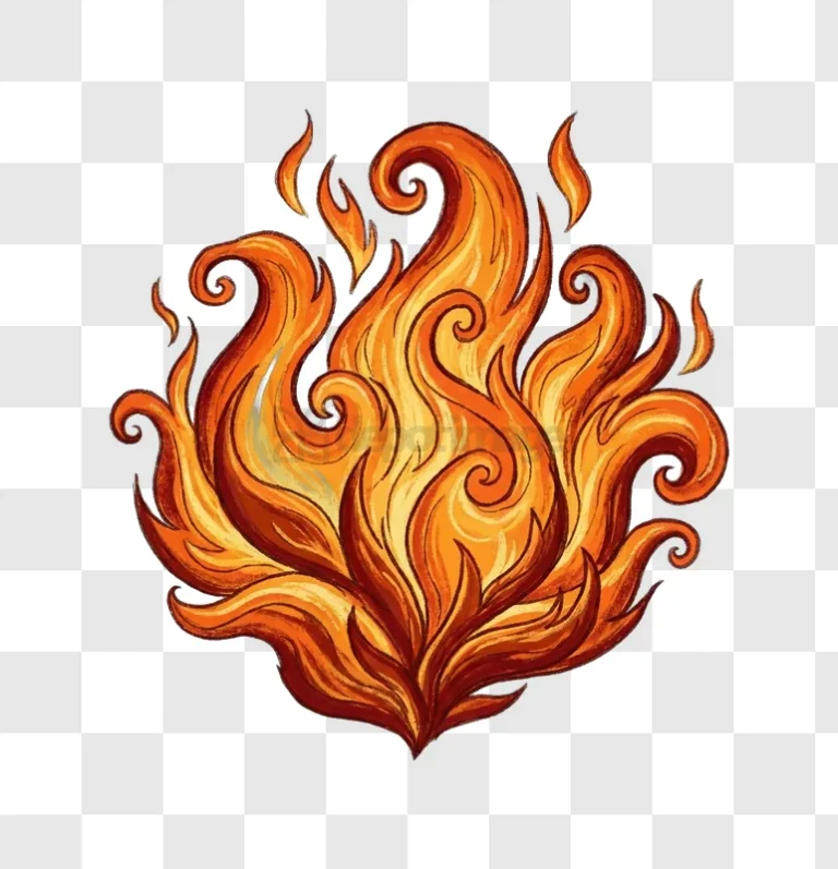 Fiery Flames Swirling in Abstract Style vibrant orange red abstract illustration