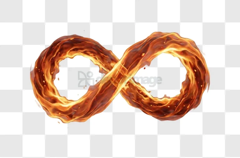 Fiery Infinity Symbol Loop glowing orange red flames transparent