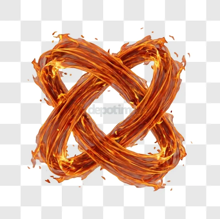 Fiery Infinity Symbol Twisting in Air fiery orange transparent background