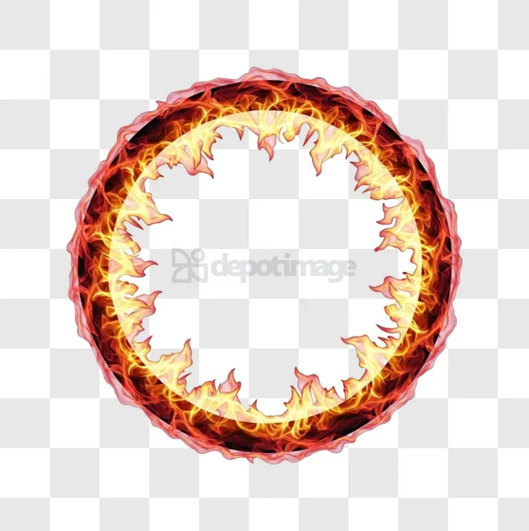 Fiery Ring of Flames vibrant red yellow transparent background