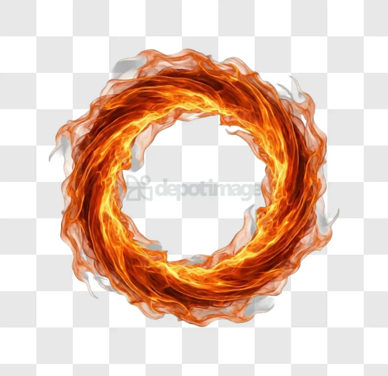 Fiery Ring of Flames and Smoke vibrant orange red transparent