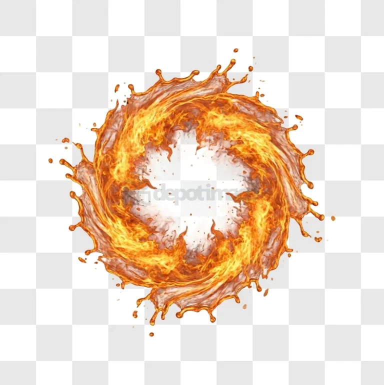 Fiery Ring Swirling With Intense Flames orange yellow transparent background