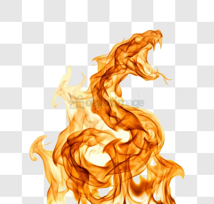 Fiery Serpent Image With Burning Flames and Smoke vibrant orange flames black background