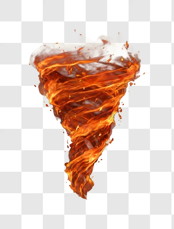 Fiery Tornado Swirling in Clear Sky vibrant orange red transparent