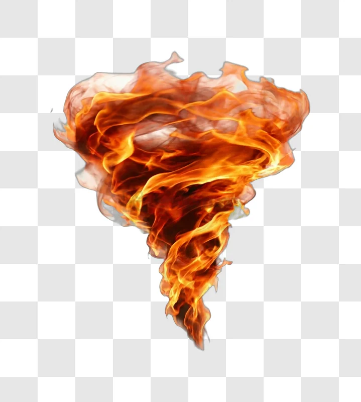 Fiery Tornado Swirling Vortex of Intense Flames and Heat dynamic orange red transparent