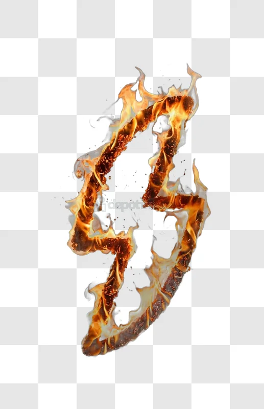 Fire in the Shape of Lightning fiery orange transparent background