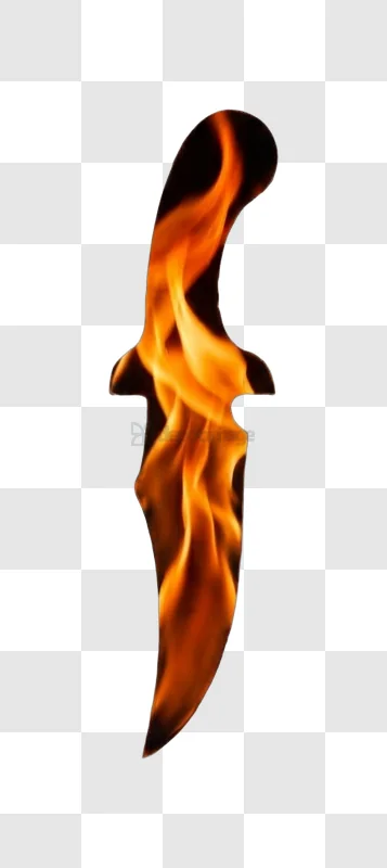 Flaming Dagger Blade With Fiery Flames fiery orange black background