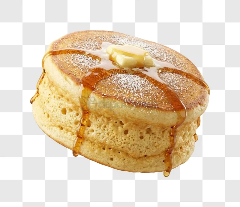 Fluffy Pancakes With Syrup and Butter golden brown transparent background