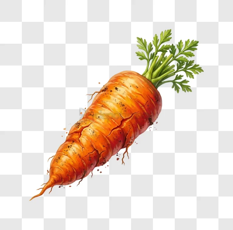 Fresh Orange Carrot realistic detailed root vegetable with greens