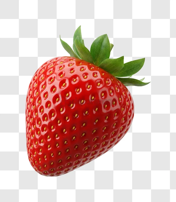 Fresh Strawberry With Green Leaves vibrant red fruit transparent background