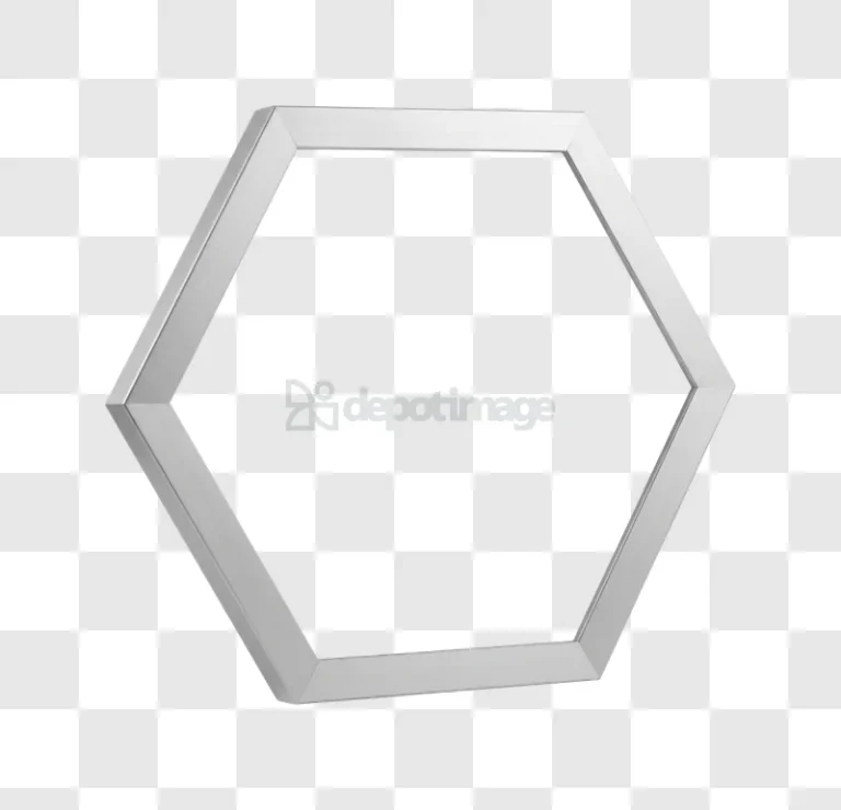 Geometric Hexagon Frame Design Element silver metallic transparent background