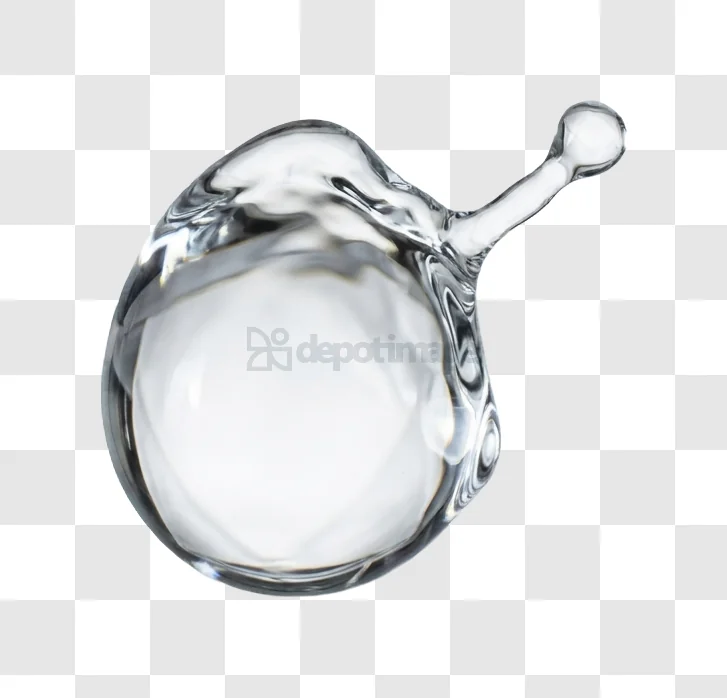 Glass Sculpture With Curved Handle clear liquid transparent background