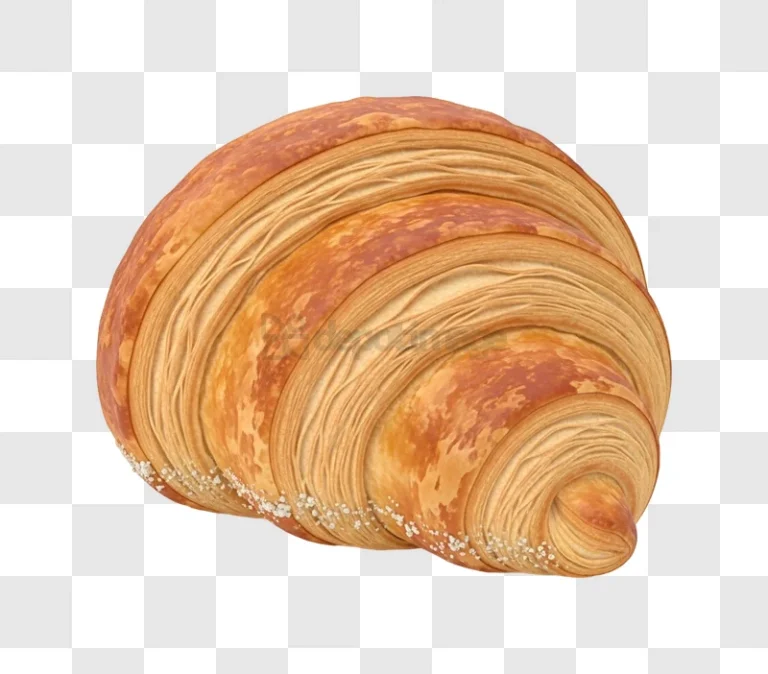 Golden Croissant With Salt Crystals realistic baked pastry transparent background