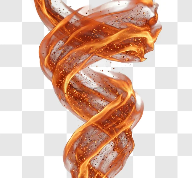 Golden Honey Swirl in Mid Air fiery orange translucent particles