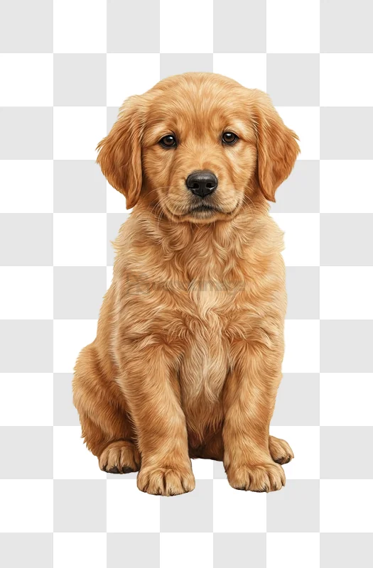 Golden Retriever Puppy Sitting detailed illustration transparent background