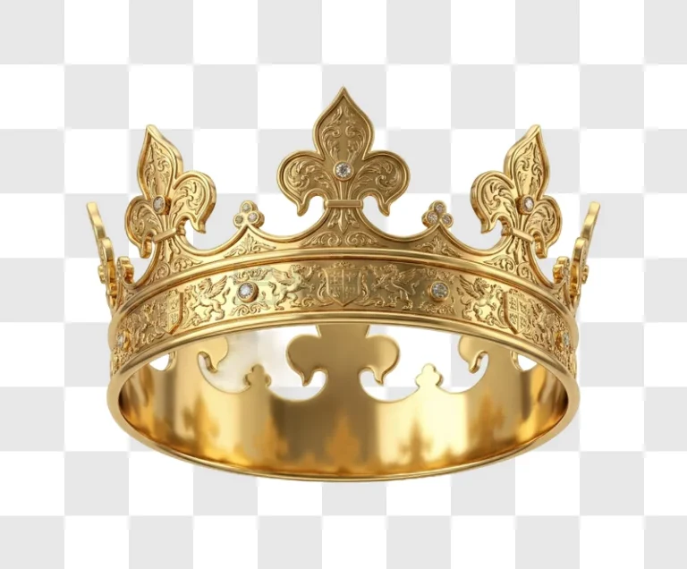 Golden Royal Crown With Intricate Floral Design detailed gold 3d render