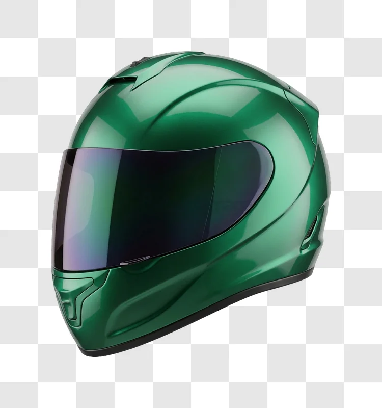 Green Motorcycle Helmet With Tinted Visor glossy finish dark visor