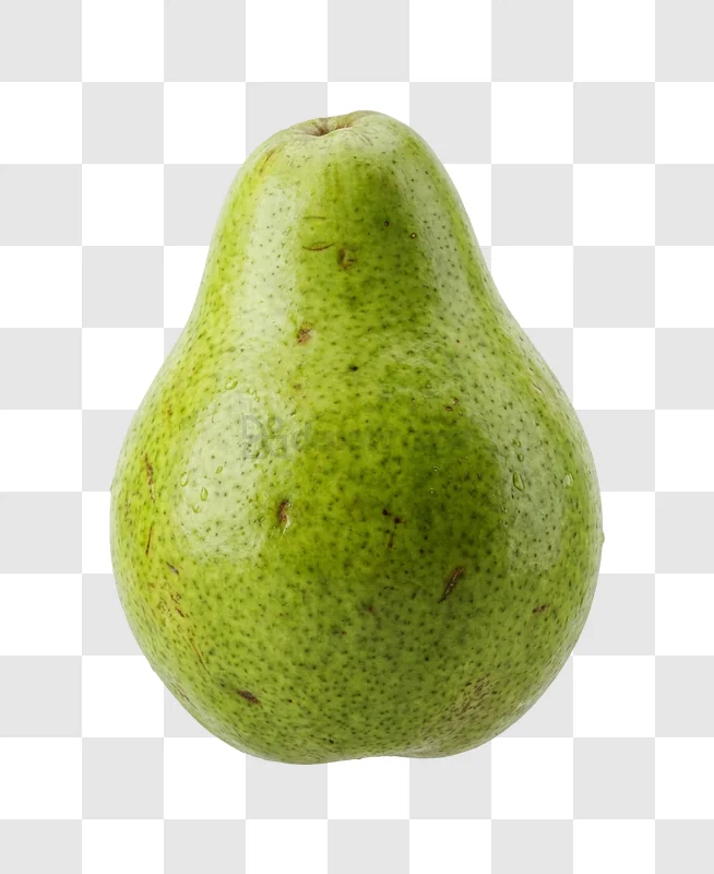 Green Pear With Speckles, vibrant green fruit, textured skin, black background