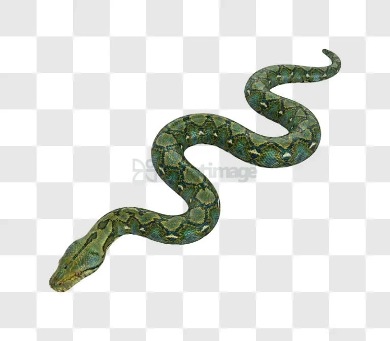 Green Python Snake Curled, vibrant green patterned scales transparent background