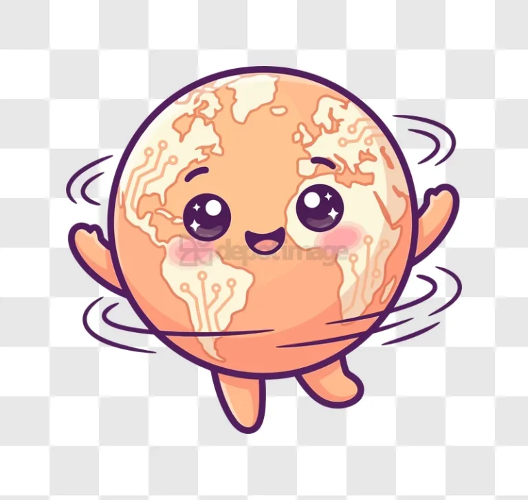 Happy Earth Tech Circuit Mascot cartoon style orange white